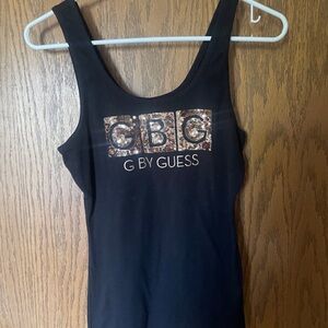 Guess Black Square Neck Sleeveless Tank Top **